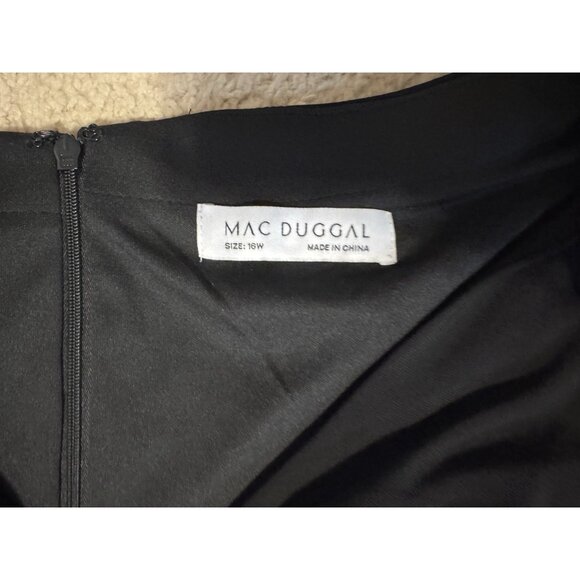 Mac Duggal 16 W Black Formal Long Sleeve Lace Applique Trumpet Gown 67896 NEW - Picture 8 of 10